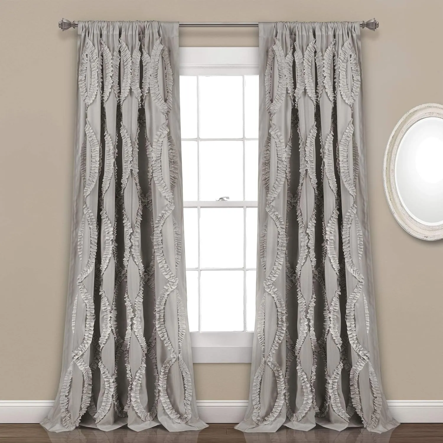 Lush Decor Avon Window Curtain Sydney Throw Blanket, 54"W x 84"L, Light Gray