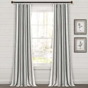 Lush Decor Farmhouse Stripe Yarn Dyed Eco-Friendly Recycled Cotton Blend Window Curtain Panel Pair, 42" W x 108" L, Black - Classic Modern Rustic Charm - Eco Friendly Cotton Fabric