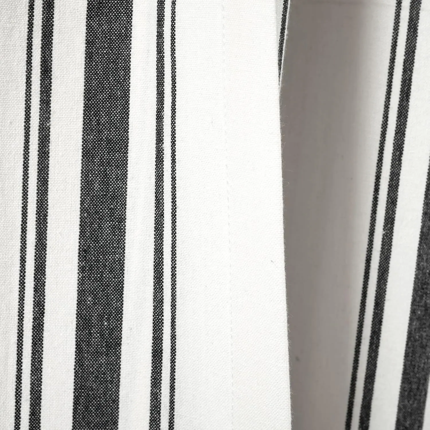 Lush Decor Farmhouse Stripe Yarn Dyed Eco-Friendly Recycled Cotton Blend Window Curtain Panel Pair, 42" W x 108" L, Black - Classic Modern Rustic Charm - Eco Friendly Cotton Fabric