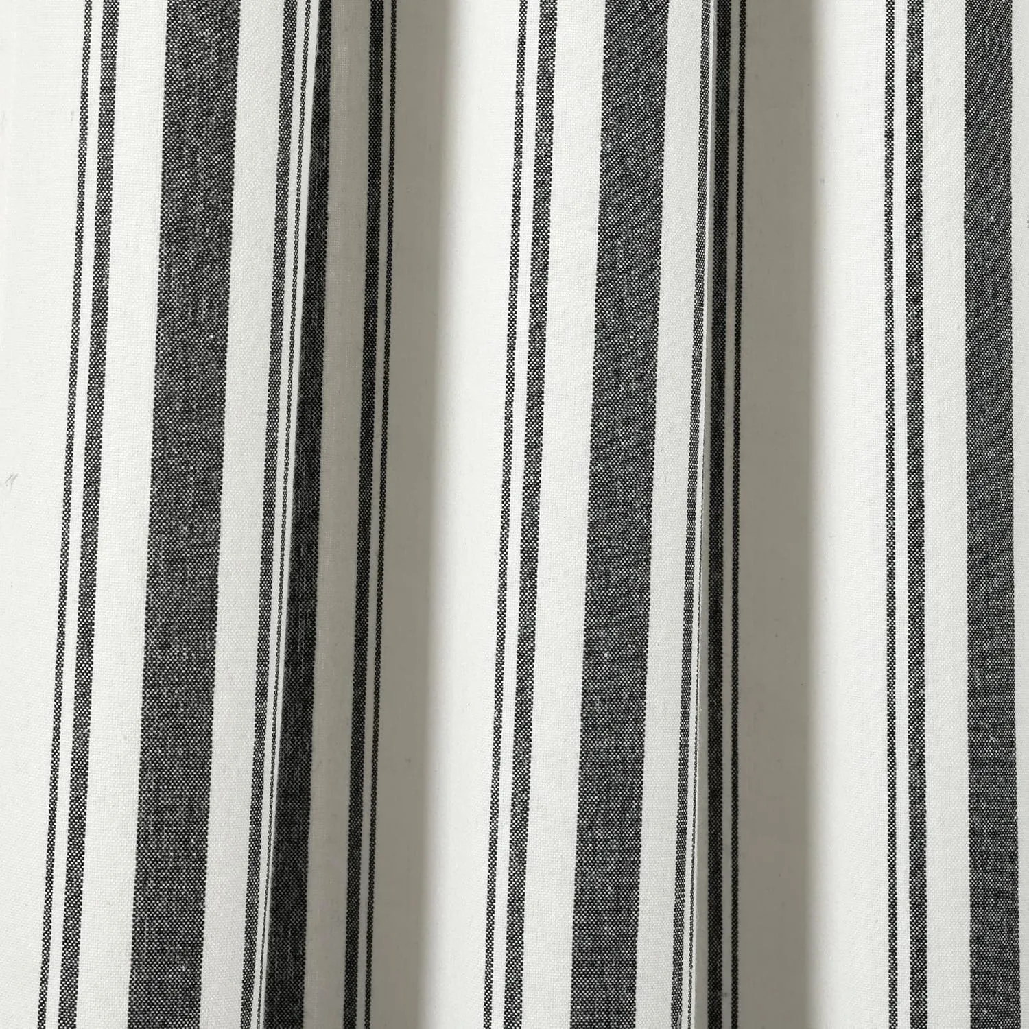 Lush Decor Farmhouse Stripe Yarn Dyed Eco-Friendly Recycled Cotton Blend Window Curtain Panel Pair, 42" W x 108" L, Black - Classic Modern Rustic Charm - Eco Friendly Cotton Fabric