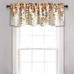 Lush Decor Weeping Flower Light Filtering Valance, 52" W x 18" L   2" Header, Turquoise & Tangerine - Floral Curtains - Valance Curtains - Bathroom & Kitchen Valances For Windows - Farmhouse Decor