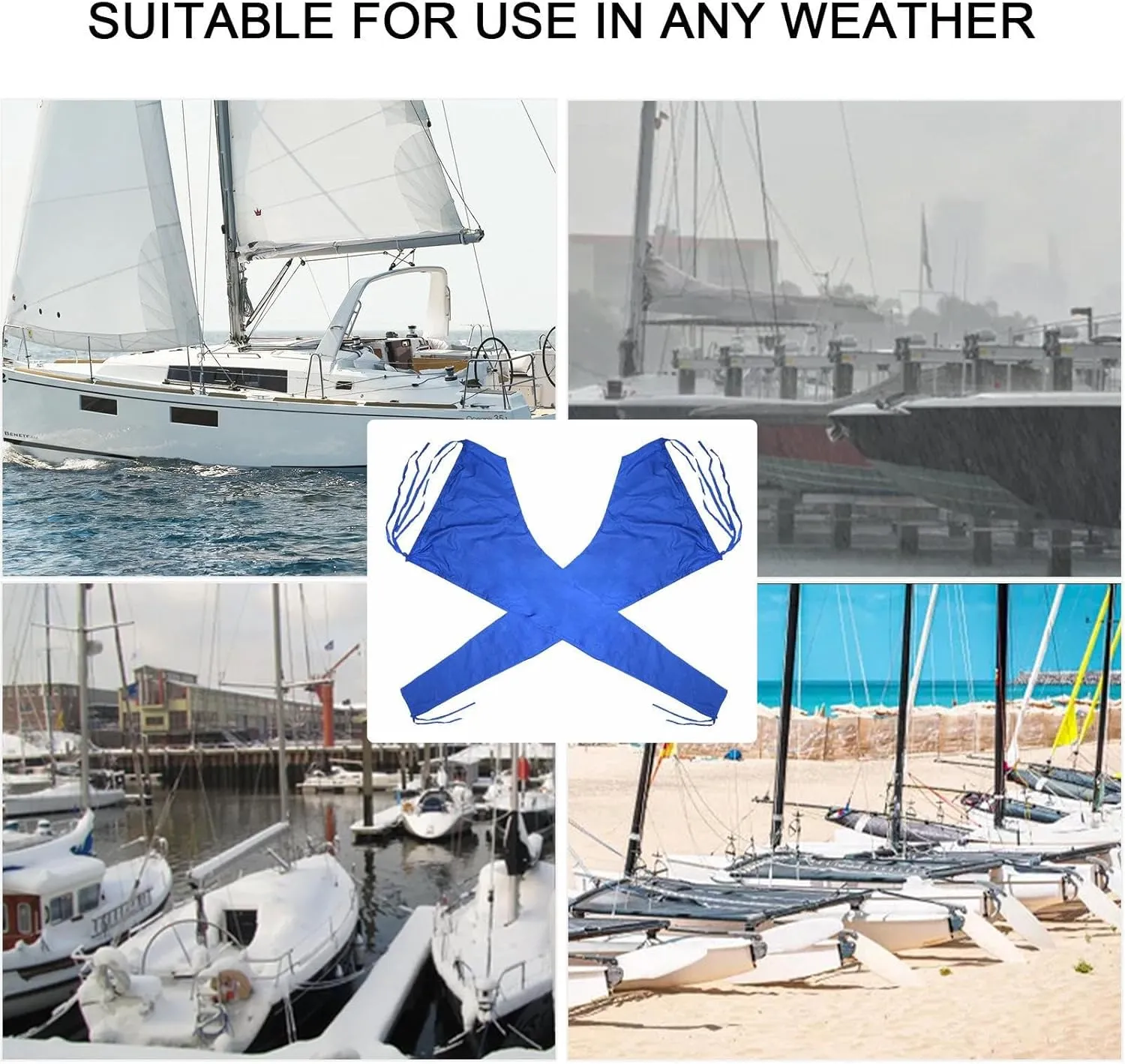 Mainsail Boom Cover - UV Resistant Sail Shield - 210D Waterproof Marine Canopy for Boat Boom Protection, Windproof Shade Wrap for Bass Boats, Runabouts, or Small Outboard Vessels