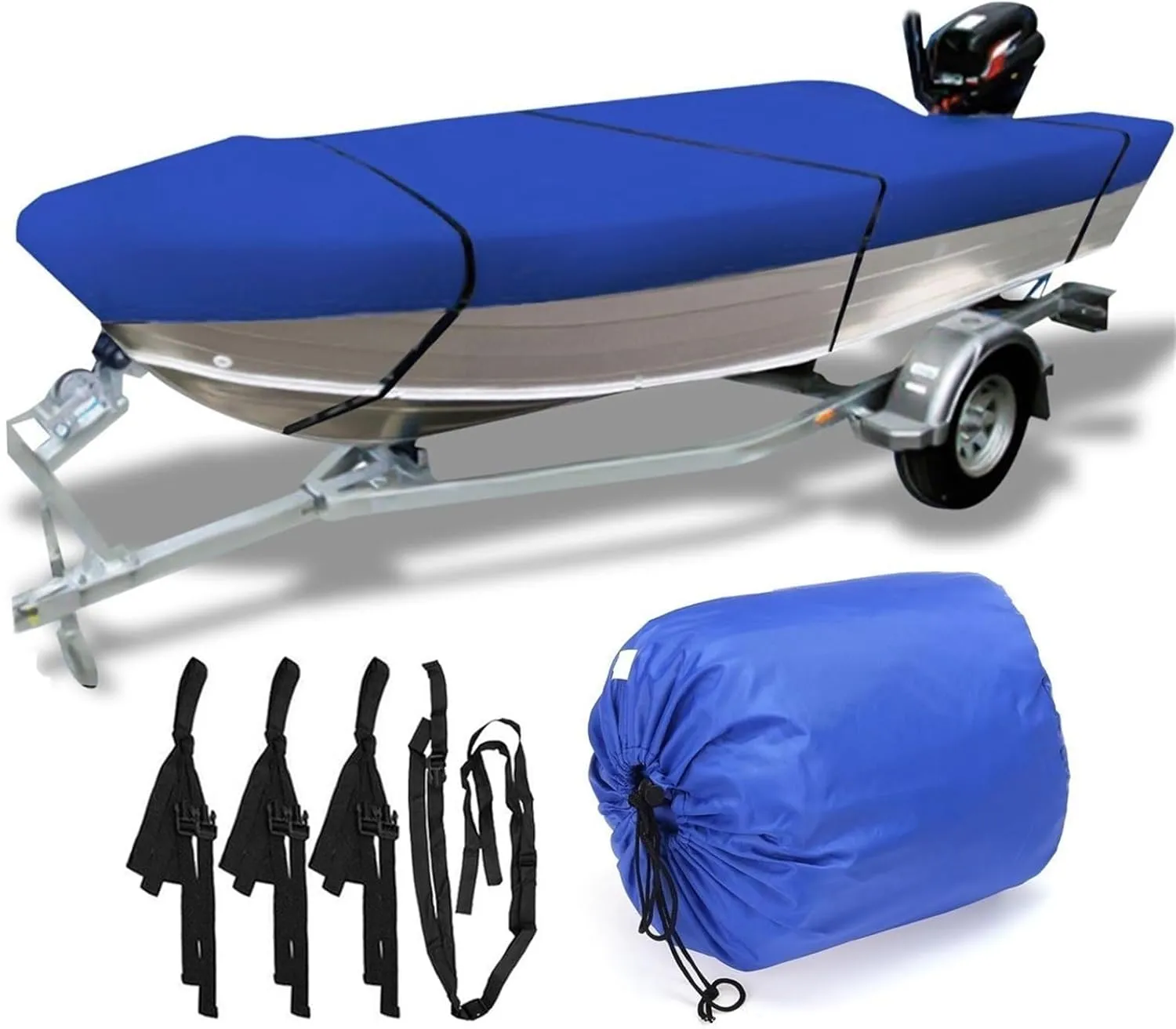 Marine Accessories 600D Waterproof Open Boat Cover Sunshade UV-Resistant Dust-Proof Cover Heavy Duty Marine Open Boat Cover 3.5m-4.5m Universal(450x215cm)