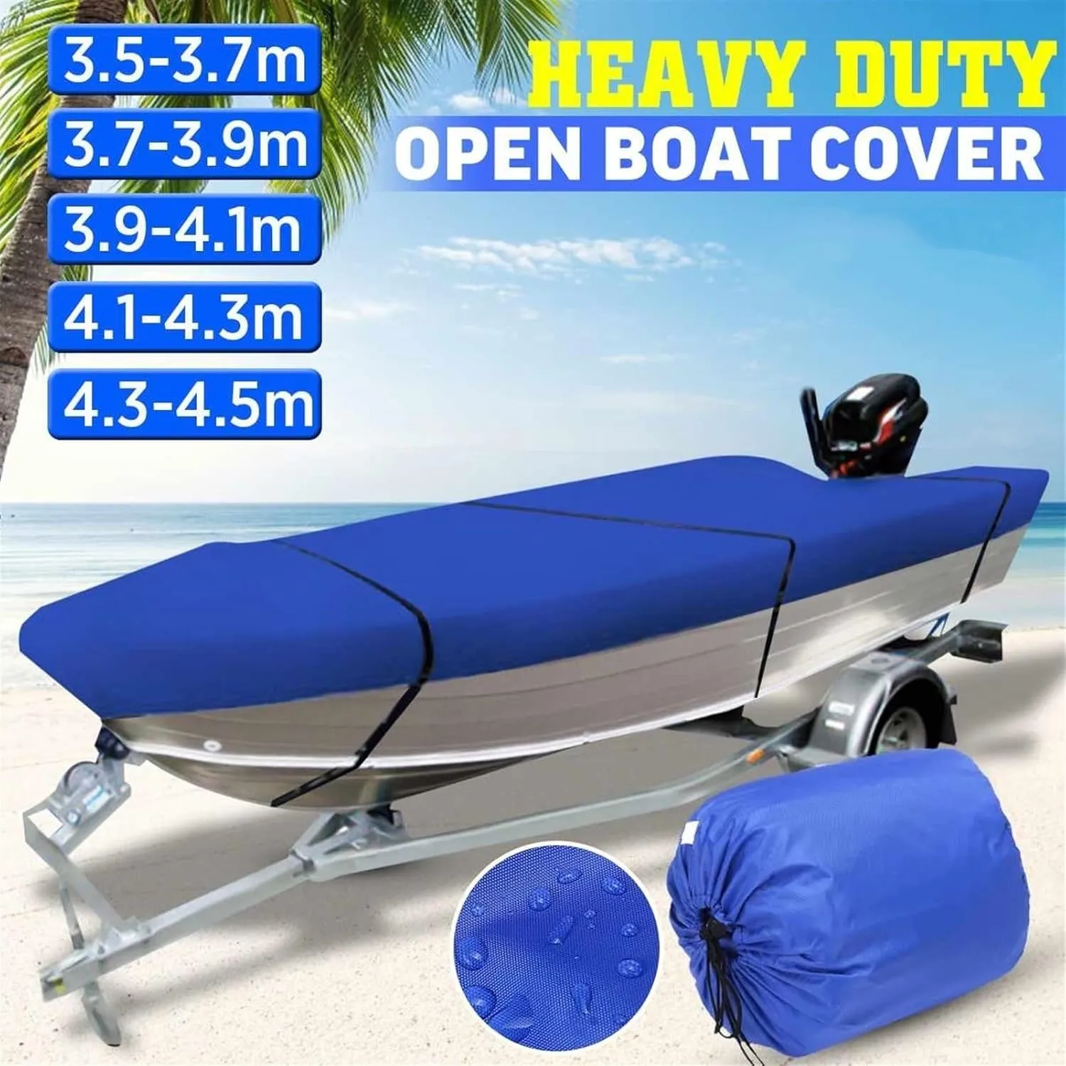 Marine Accessories 600D Waterproof Open Boat Cover Sunshade UV-Resistant Dust-Proof Cover Heavy Duty Marine Open Boat Cover 3.5m-4.5m Universal(450x215cm)