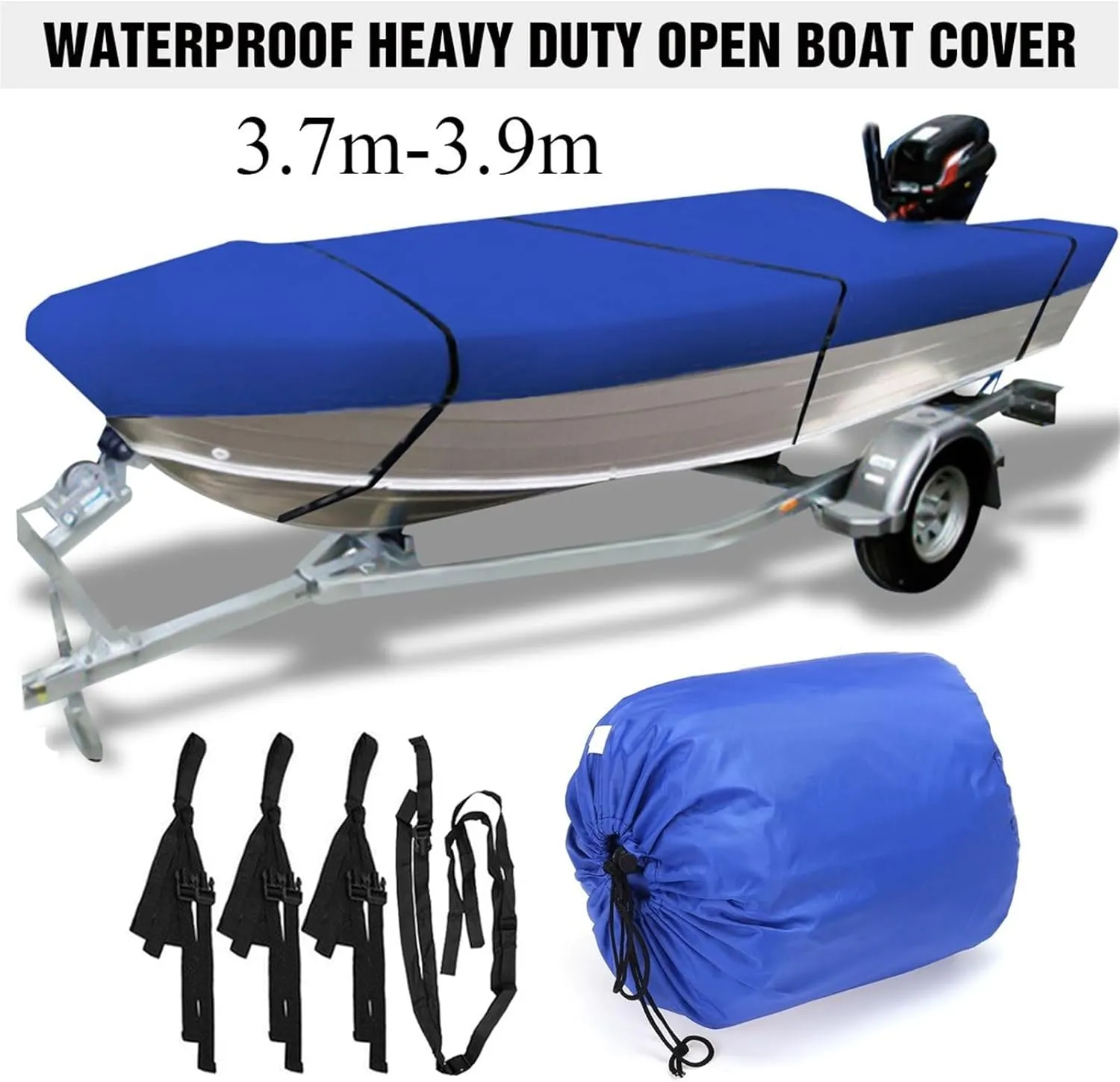 Marine Accessories 600D Waterproof Open Boat Cover Sunshade UV-Resistant Dust-Proof Cover Heavy Duty Marine Open Boat Cover 3.5m-4.5m Universal(450x215cm)