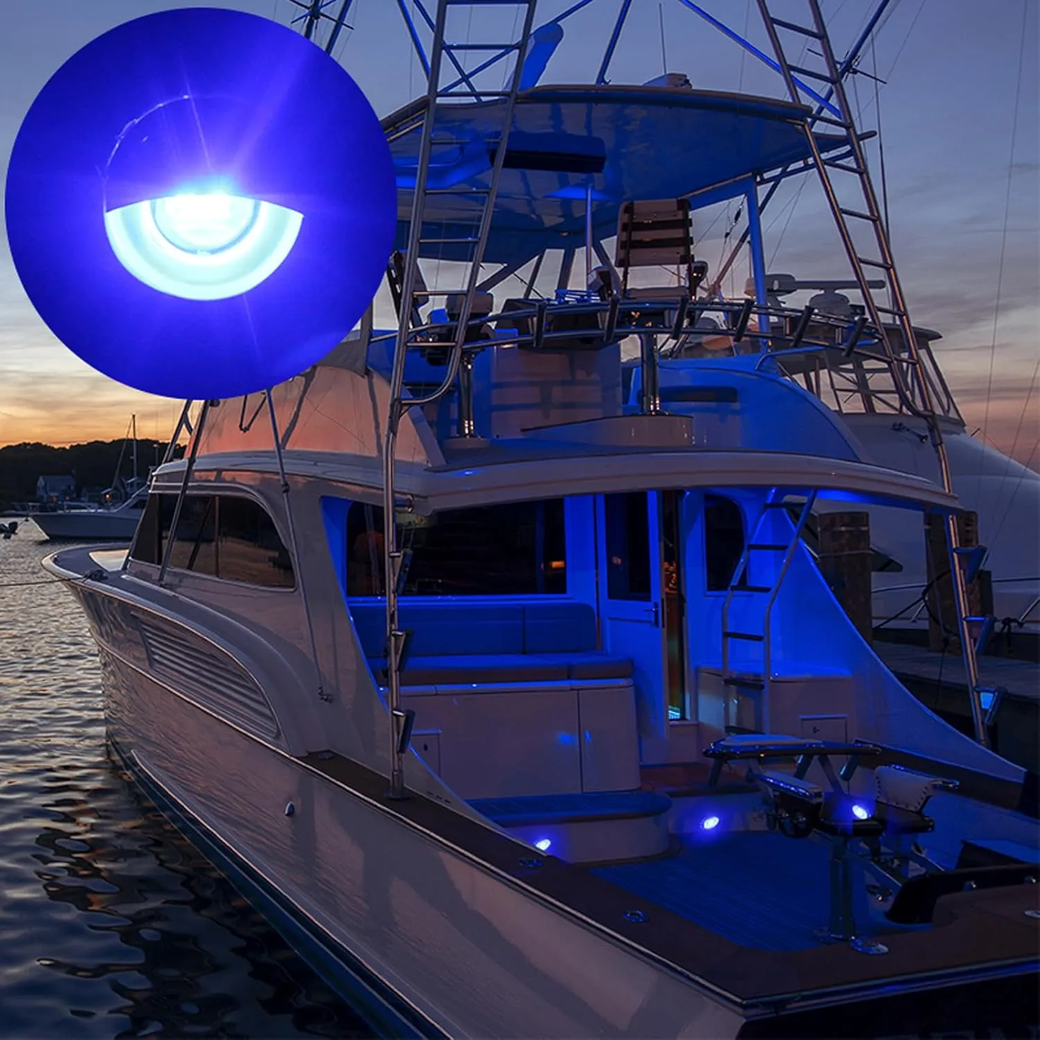 Marine Boat Courtesy Lights LED Cabin Step Light Stainless Steel Waterproof Flush Mounted 12 Volts 2 Pieces (Blue)