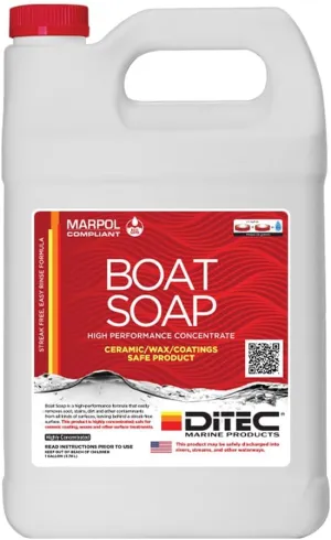 Marine Boat Soap, 1 Gallon | Reliable Marine Cleaning Products | Streak-Free Formula Boat Cleaner | High Performance Marine Safe Boat Soap | Premium Boat Wash Concentrate