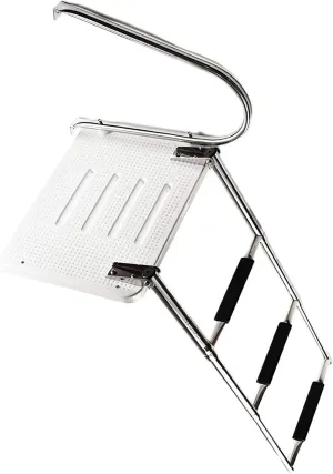 MARINE CITY Swim Telescoping Folding Ladder – 304 Stainless Steel, Anti-Slip, Corrosion-Resistant, 400lb Capacity, Compact & Easy to Store, for Marines, Boats, Yachts, Swimming Pools