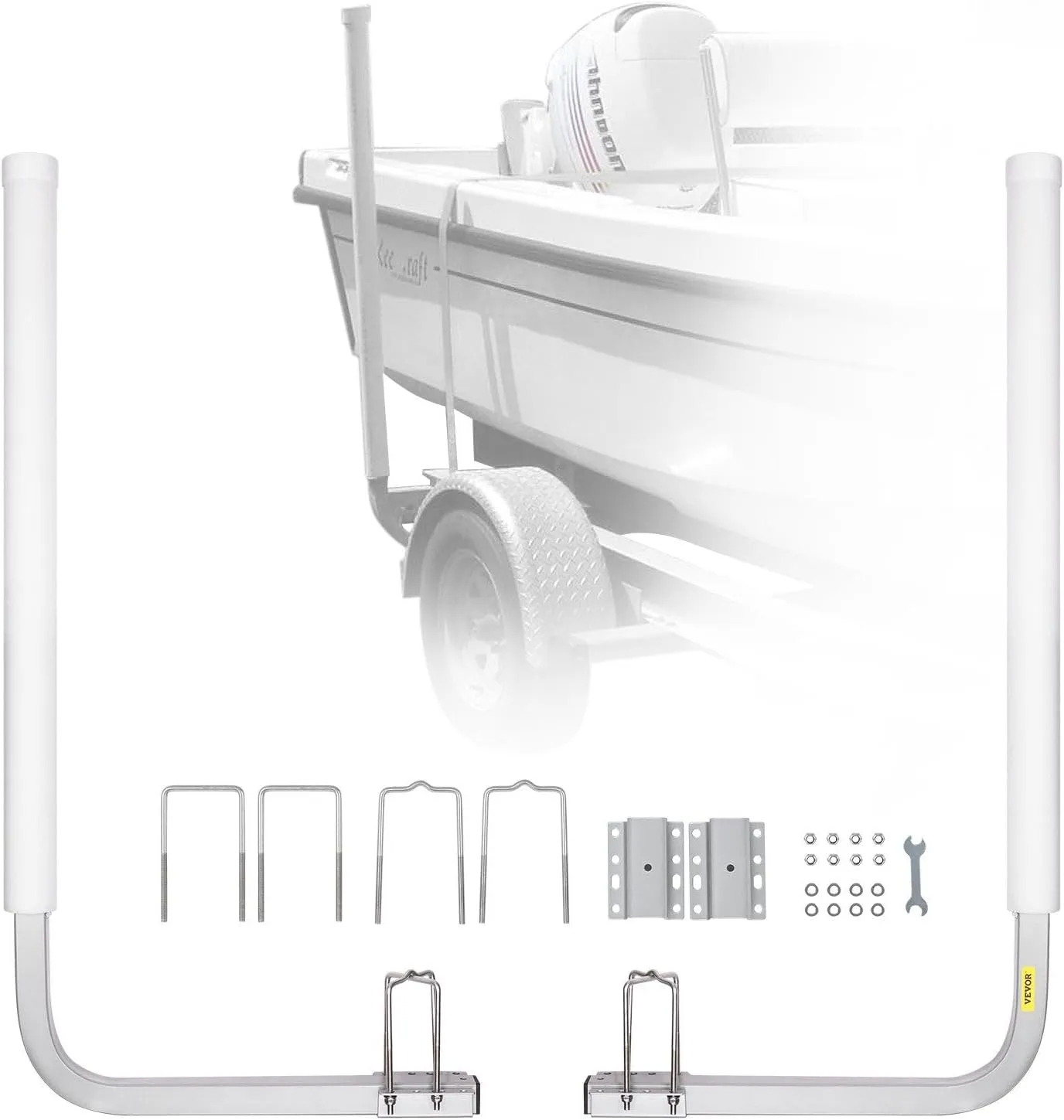 Marine Trailer Guide Set, 60'' Flexibly Adjustable, Dual Rust-Resistant Steel Supports with PVC Covering, Ideal for Ski, Fishing, and Sailboat Transport, 2-Piece Kit 2024