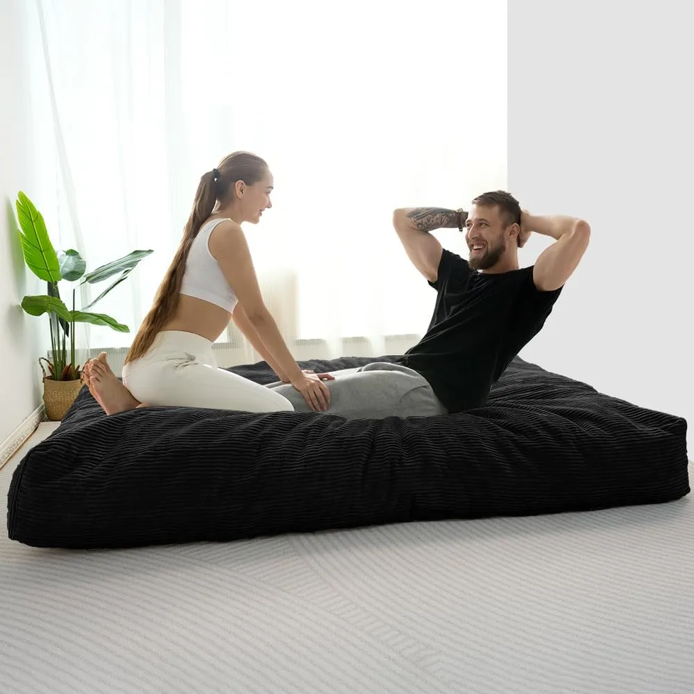 MAXYOYO Giant Bean Bag Chair Bed for Adults, Convertible Beanbag Folds from Lazy Chair to Floor Mattress Bed, Large Floor Sofa Couch, Big Sofa Bed, High-Density Foam Filling, Machine Washable