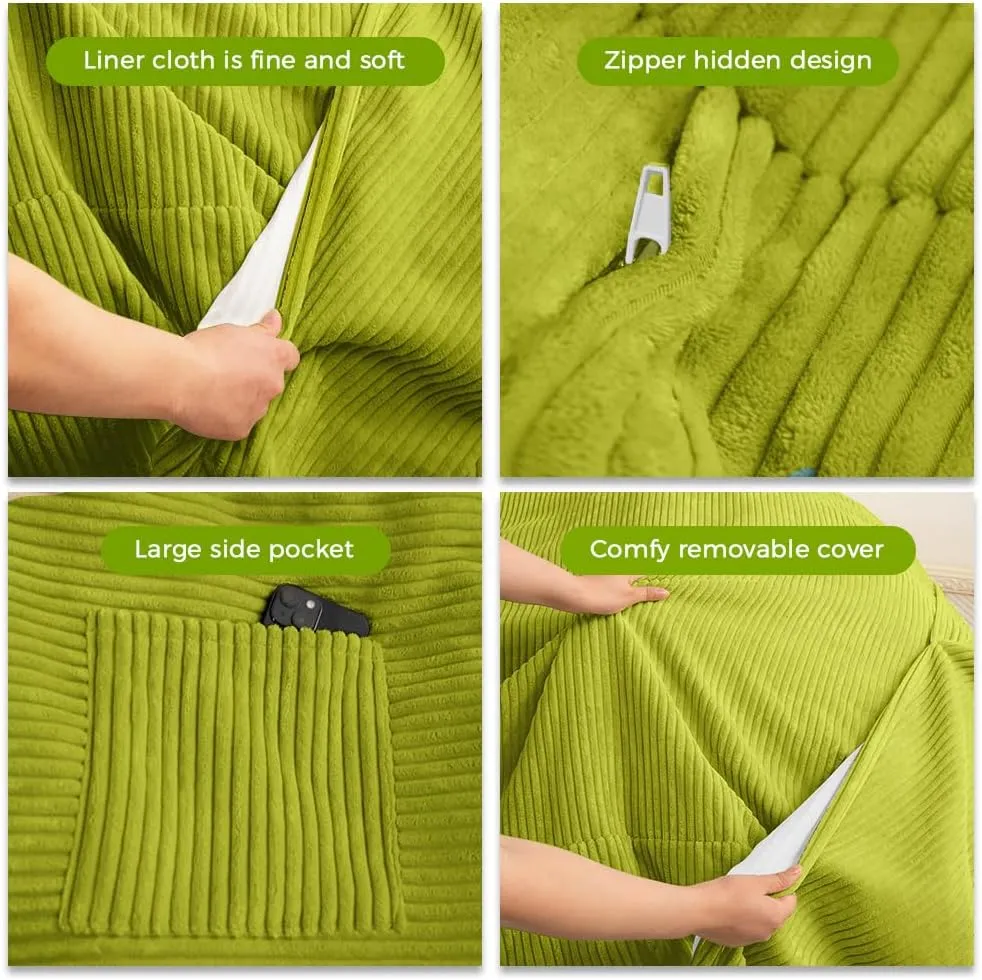 MAXYOYO Giant Bean Bag Chair Bed for Adults, Convertible Beanbag Folds from Lazy Chair to Floor Mattress Bed, Large Floor Sofa Couch, Big Sofa Bed, High-Density Foam Filling, Machine Washable