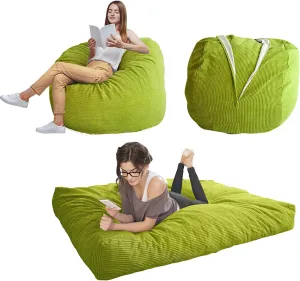 MAXYOYO Giant Bean Bag Chair Bed for Adults, Convertible Beanbag Folds from Lazy Chair to Floor Mattress Bed, Large Floor Sofa Couch, Big Sofa Bed, High-Density Foam Filling, Machine Washable