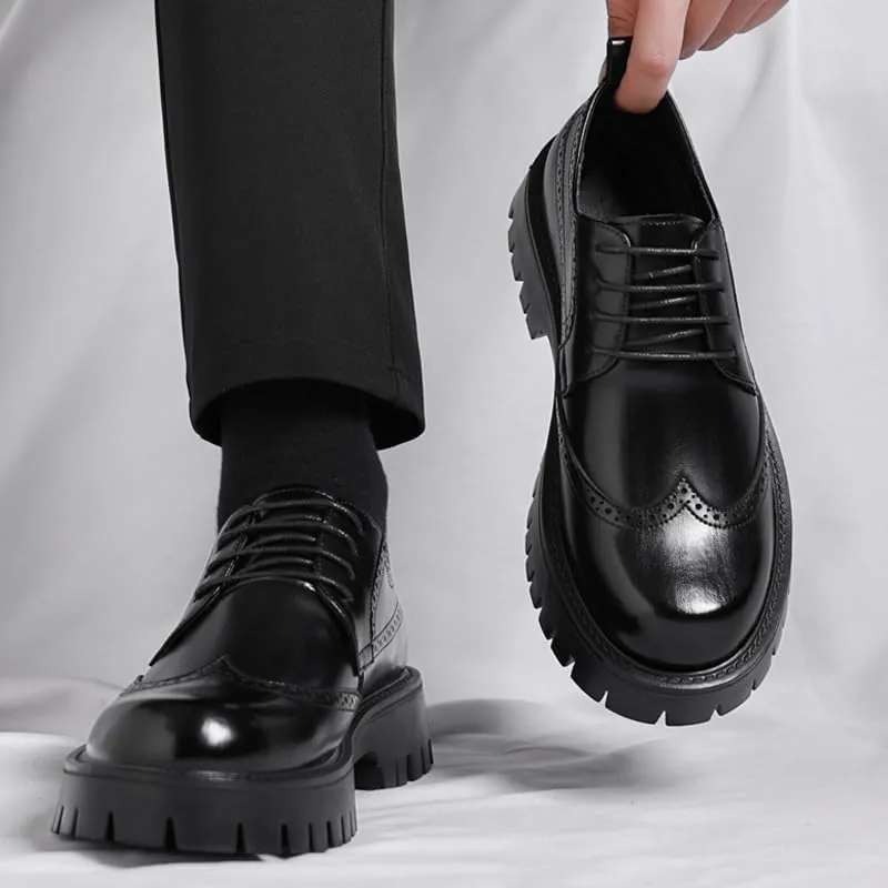 Men's Autumn Fashion Business Casual Brogue English Style Dress Shoes Wedding Groom Comfortable Stylish Footwear