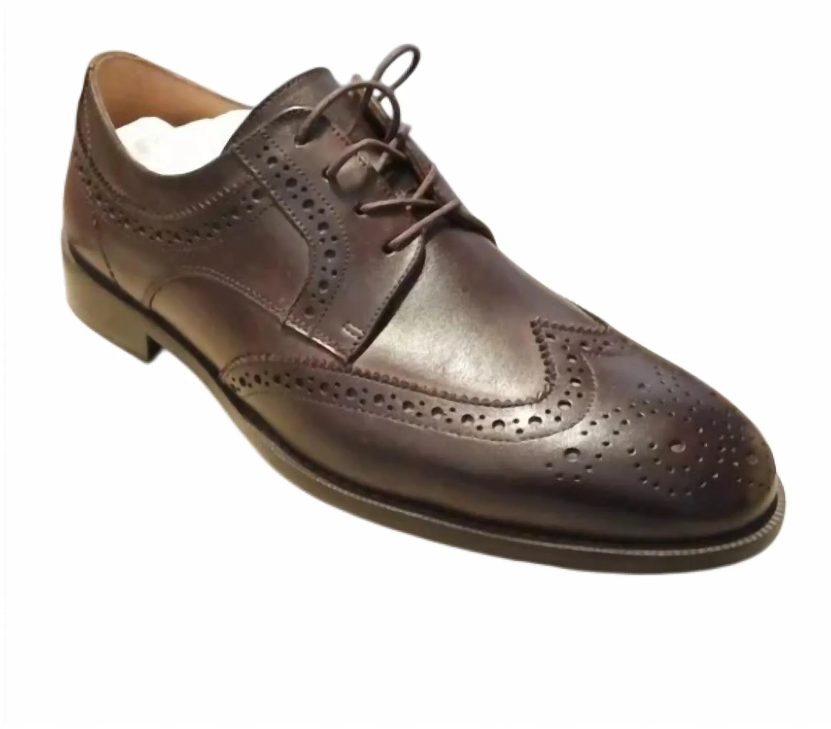 Men's Damien Leather Wingtip Derby In Cappuccino