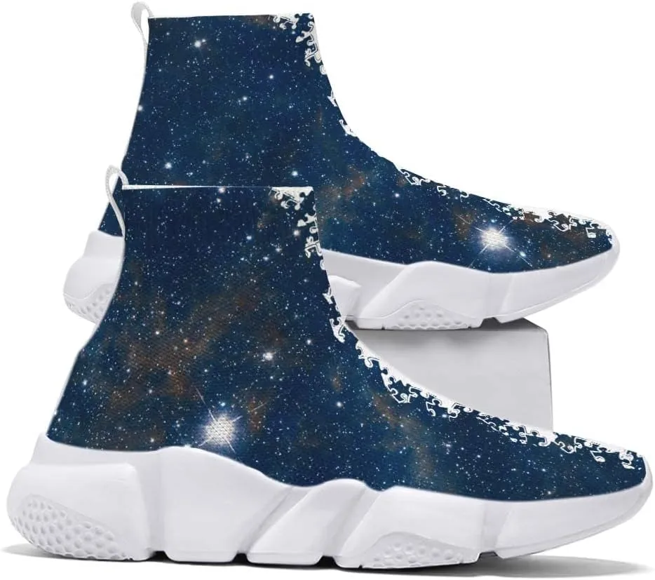 Men's Lightweight Running Shoes Casual Tennis Sports Breathable Knit Walking Non-Slip On Socks Women Sneakers Starry Sky Painted Graffiti