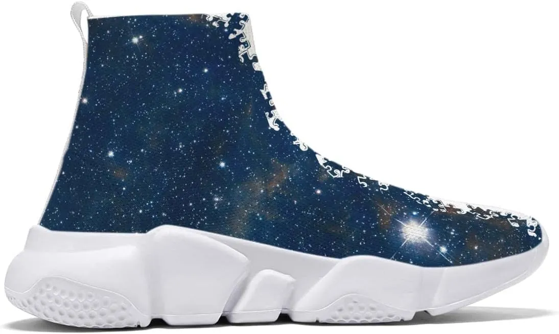 Men's Lightweight Running Shoes Casual Tennis Sports Breathable Knit Walking Non-Slip On Socks Women Sneakers Starry Sky Painted Graffiti