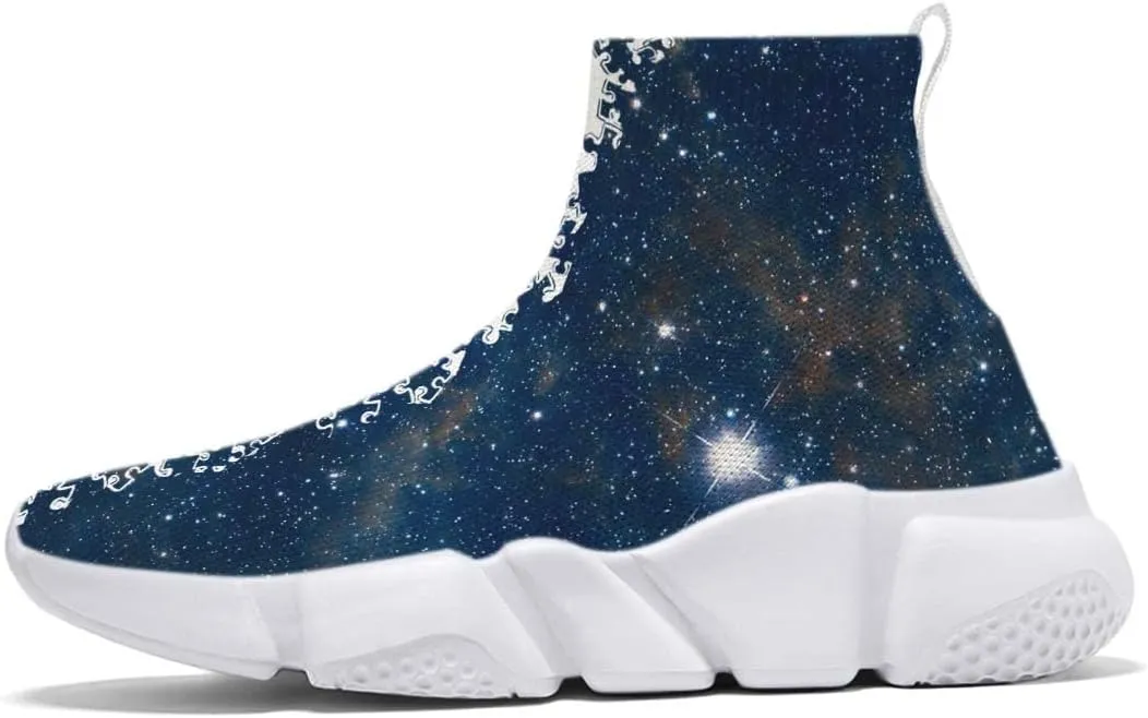 Men's Lightweight Running Shoes Casual Tennis Sports Breathable Knit Walking Non-Slip On Socks Women Sneakers Starry Sky Painted Graffiti