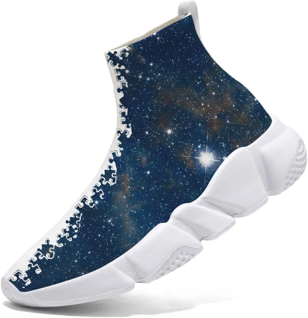 Men's Lightweight Running Shoes Casual Tennis Sports Breathable Knit Walking Non-Slip On Socks Women Sneakers Starry Sky Painted Graffiti
