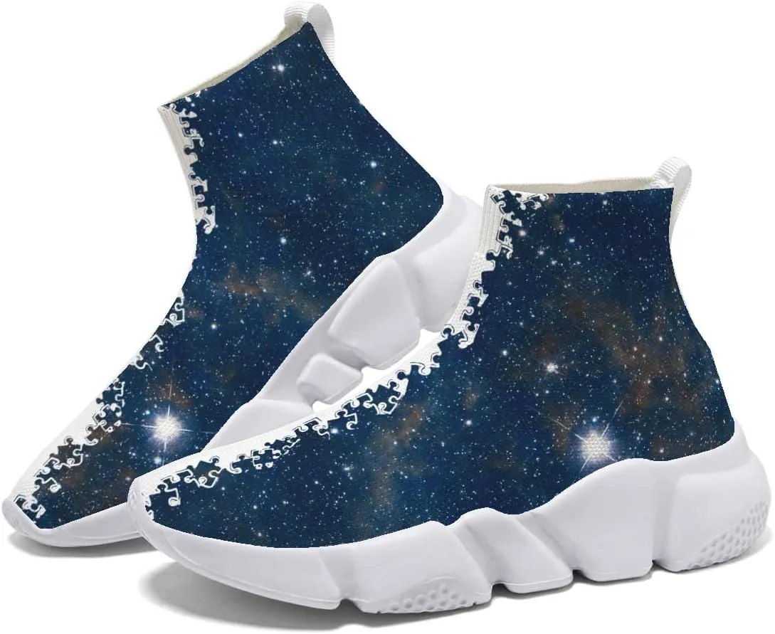 Men's Lightweight Running Shoes Casual Tennis Sports Breathable Knit Walking Non-Slip On Socks Women Sneakers Starry Sky Painted Graffiti
