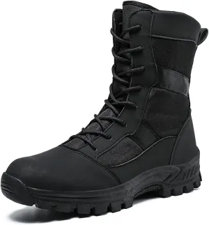 Men's Tactical Boots,Outdoor Work Walking Combat Boots High-Tops Lace-ups Military Boots,Black- 44/UK 9.5/US 10
