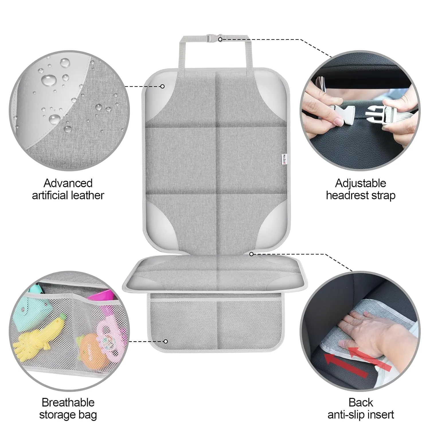 Meolsaek Car Seat Protector, 600d Fabric Waterproof Car Seat Cover with Non-Slip Backing, Under Baby Car Seat from Pressure Marks