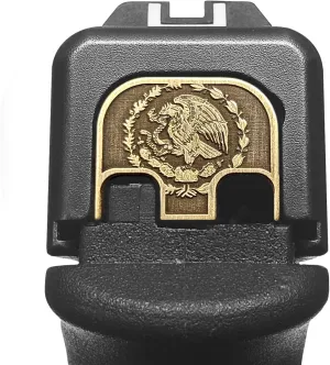 Milspin CNC Milled Slide Back Plate Compatible with Glock Gen 1-5 I Mexico Flag I 3D Engraved I Brass I Made in USA (Models G17-41, G45)