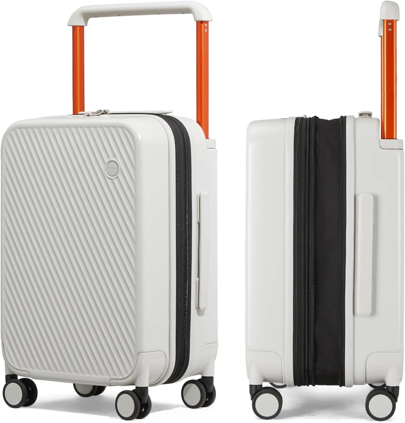 mixi Large Capacity Expandable Carry On Luggage Airline Approved 20'' Lightweight Luggage Wide Handle PC Hardshell Suitcases with Spinner Wheels & TSA Lock, Smoke White