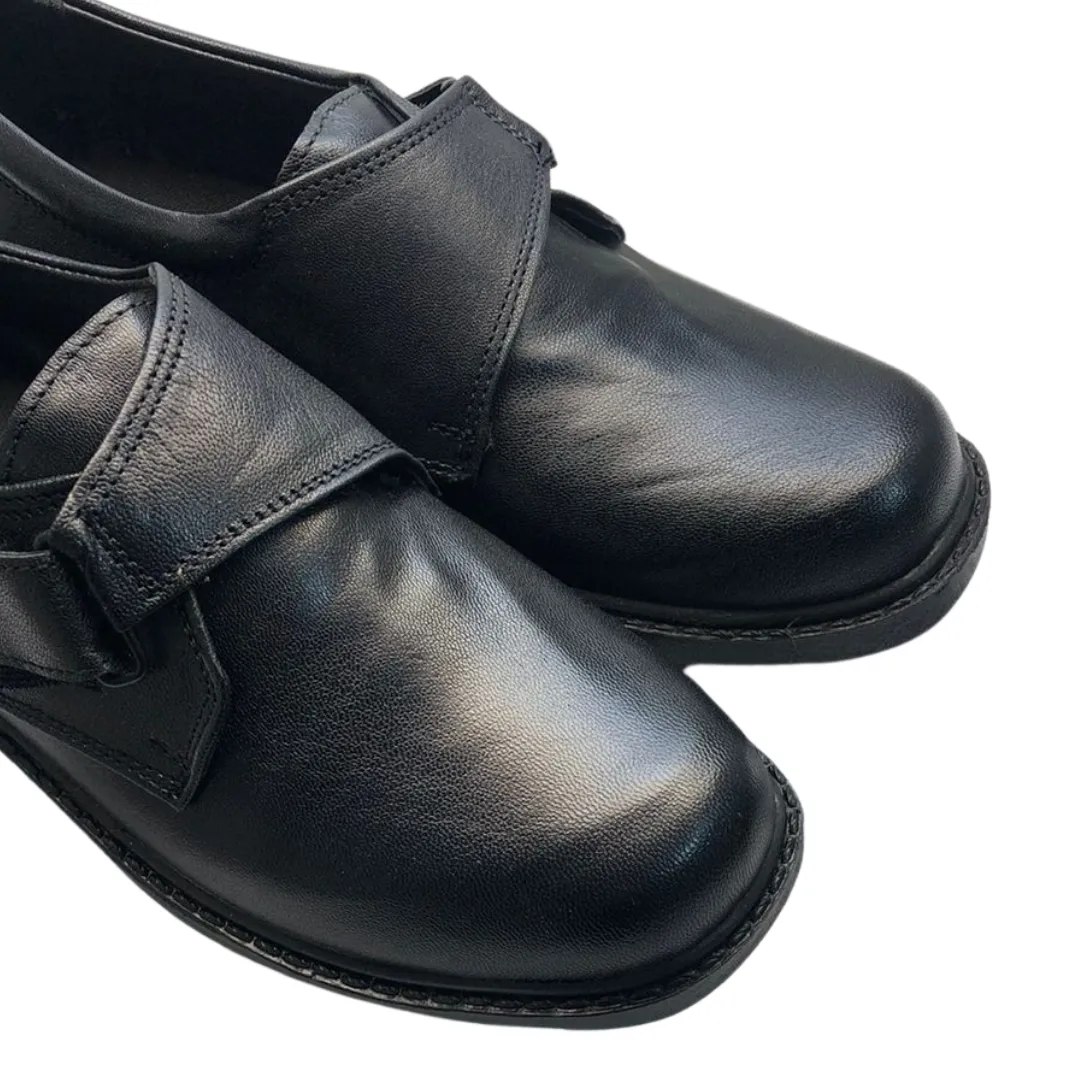 Monk Boys Black Leather School Shoes