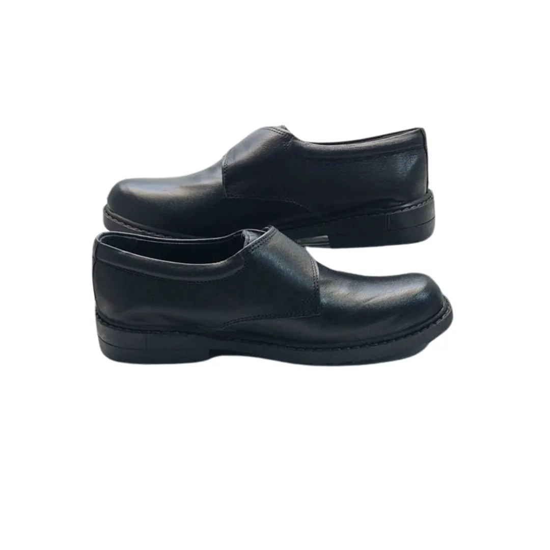 Monk Boys Black Leather School Shoes