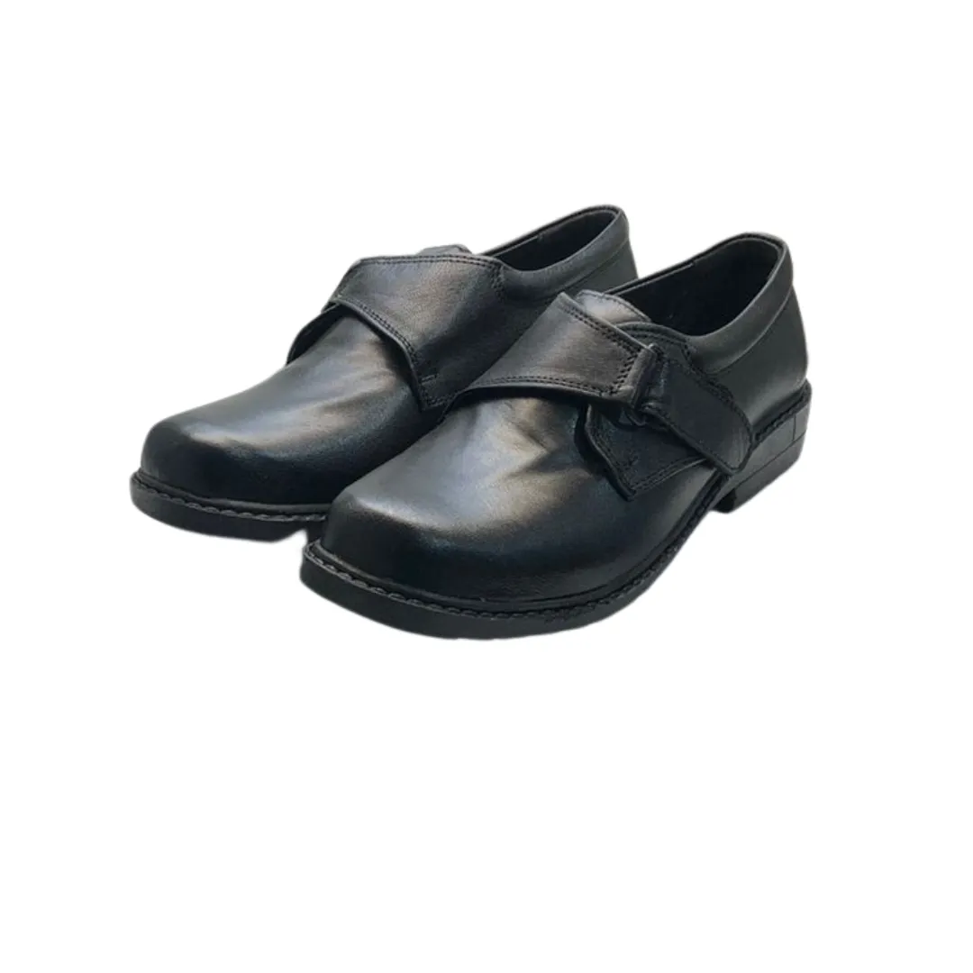 Monk Boys Black Leather School Shoes