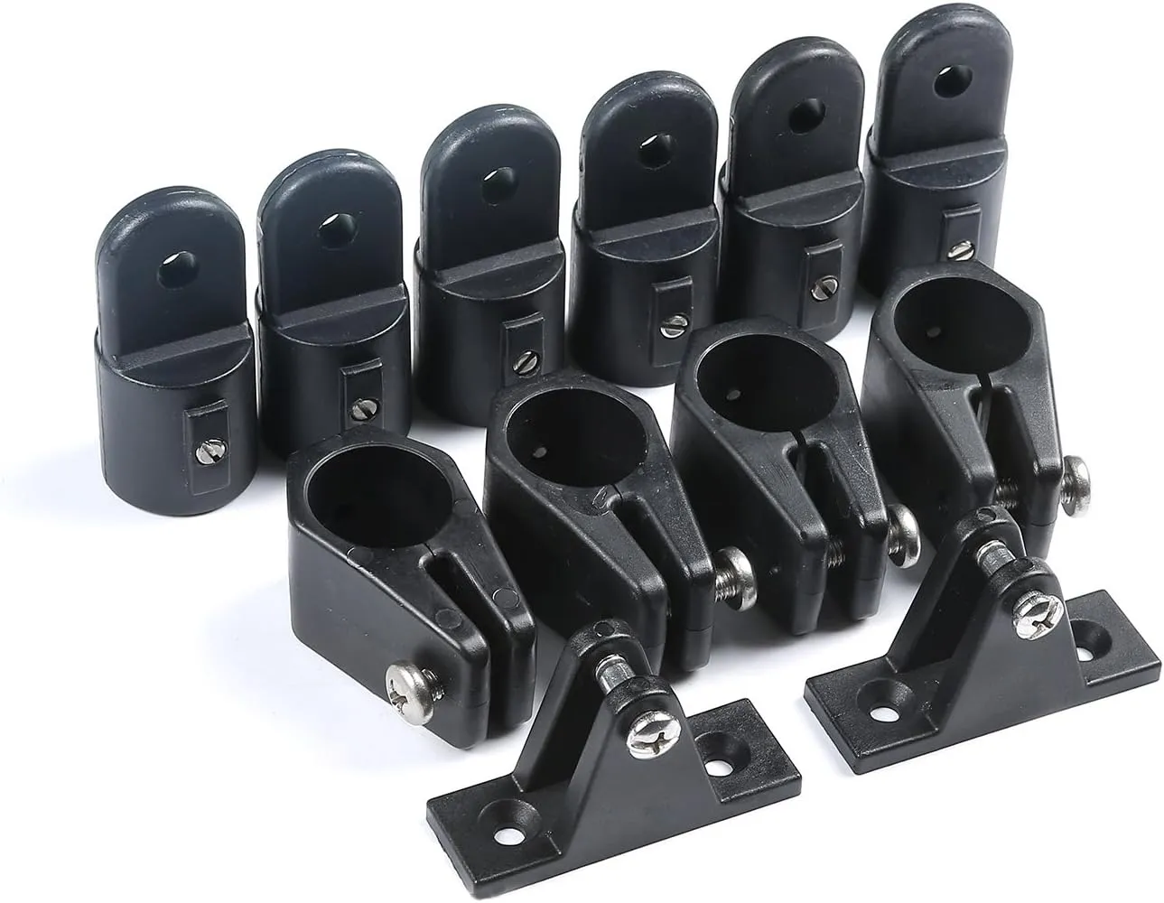 Mxeol Boat Top Fittings Hardware Combo Black Nylon Bimini Caps Jaw Slides Deck Hinges Pad Eye w/Screws