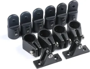 Mxeol Boat Top Fittings Hardware Combo Black Nylon Bimini Caps Jaw Slides Deck Hinges Pad Eye w/Screws