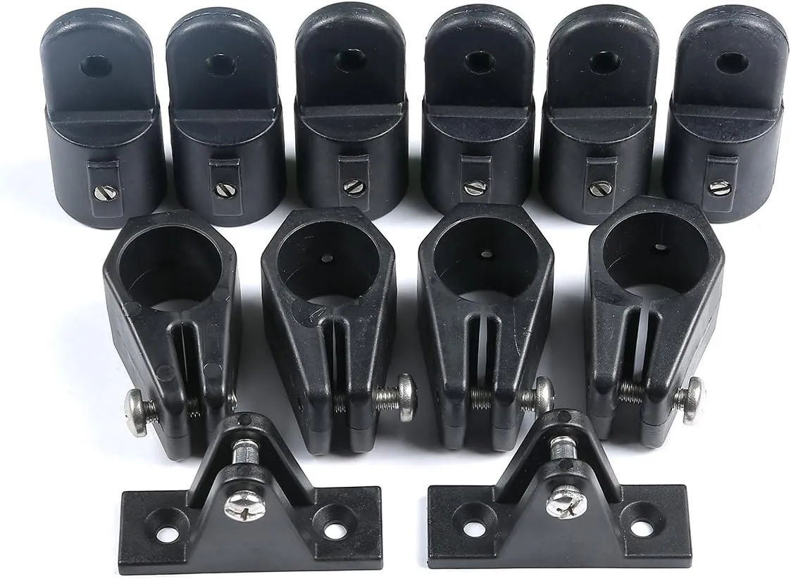 Mxeol Boat Top Fittings Hardware Combo Black Nylon Bimini Caps Jaw Slides Deck Hinges Pad Eye w/Screws