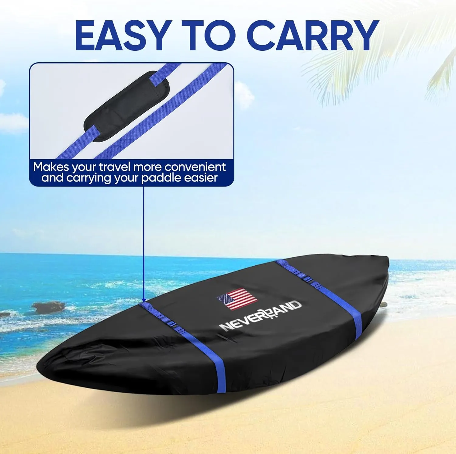 NEVERLAND Kayak Cover 9.3 to 10.5 Feet Waterproof Heavy Duty Kayak Covers for Outdoor Storage UV and Dust Resistant Protection