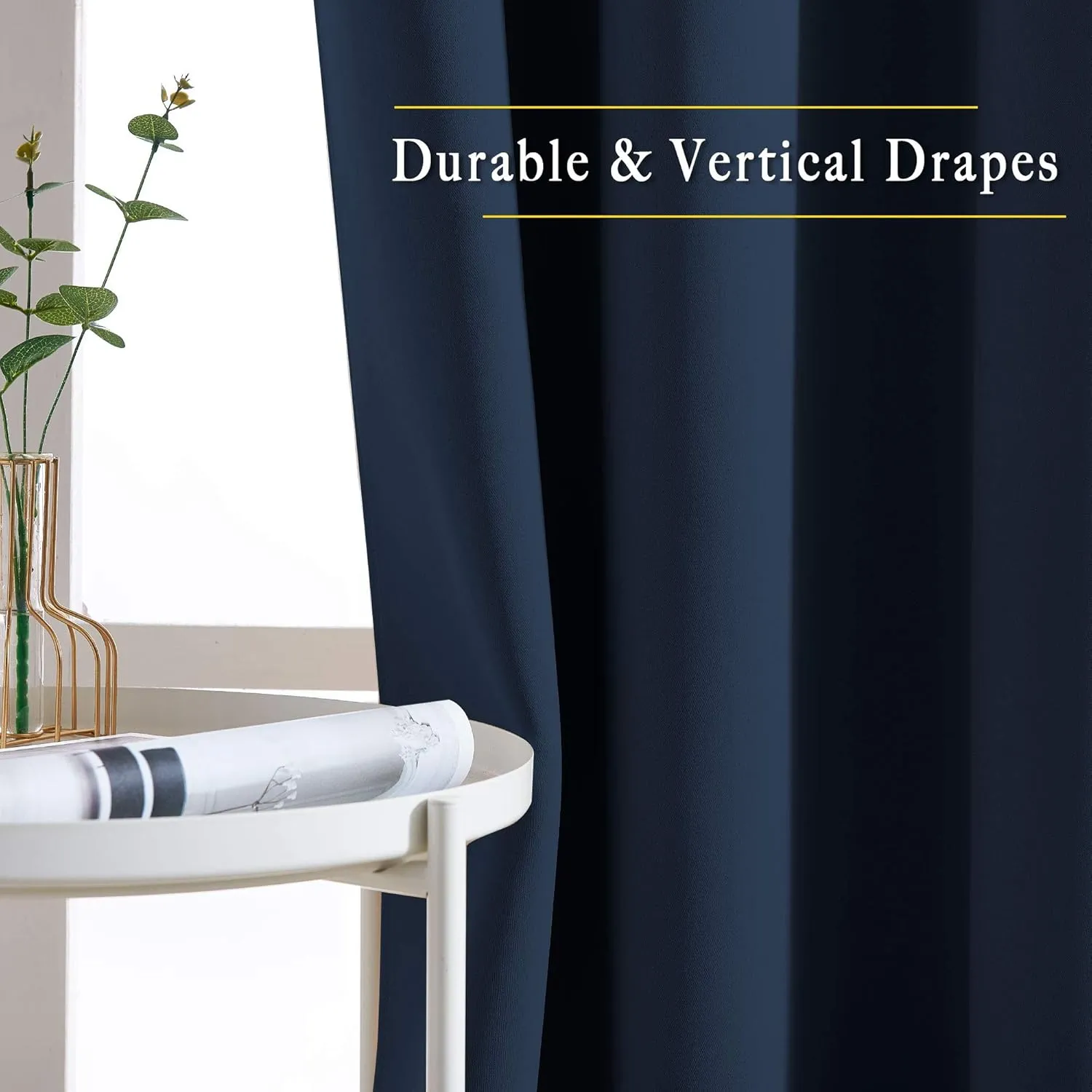 NICETOWN Blackout Navy Blue Curtains for Bedroom - Window Treatment Energy Saving Thermal Insulated Solid Grommet Room Darkening Drapes for Living Room (2 Panel, W52 x L84)