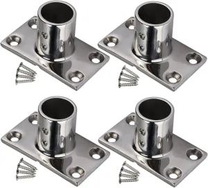 NovelBee 4pcs 90 Degree Boat Rectangle Bases,1" 25mm Marine Hand Rail Fittings Hardware 316 Stainless Steel Boat Accesssory