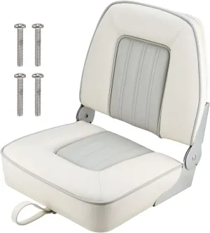 NovelBee Low Back Folding Boat Seat,Fold-Down Fishing Boat Seat with Tie-down Strap and Stainless Steel Screws