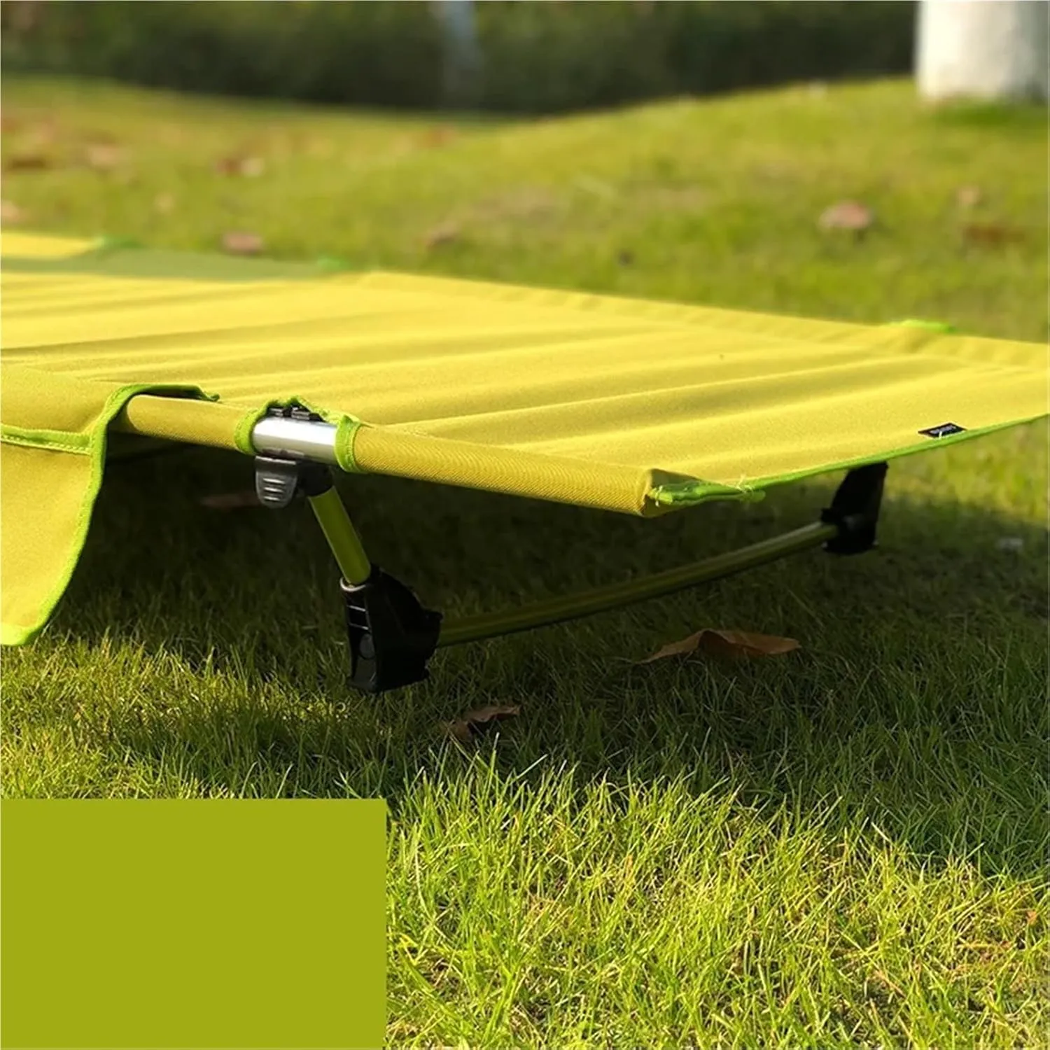 Outdoor Lightweight Folding Bed Portable Camping Simple Camp Bed Oxford Cloth Camping Simple(Yellow)
