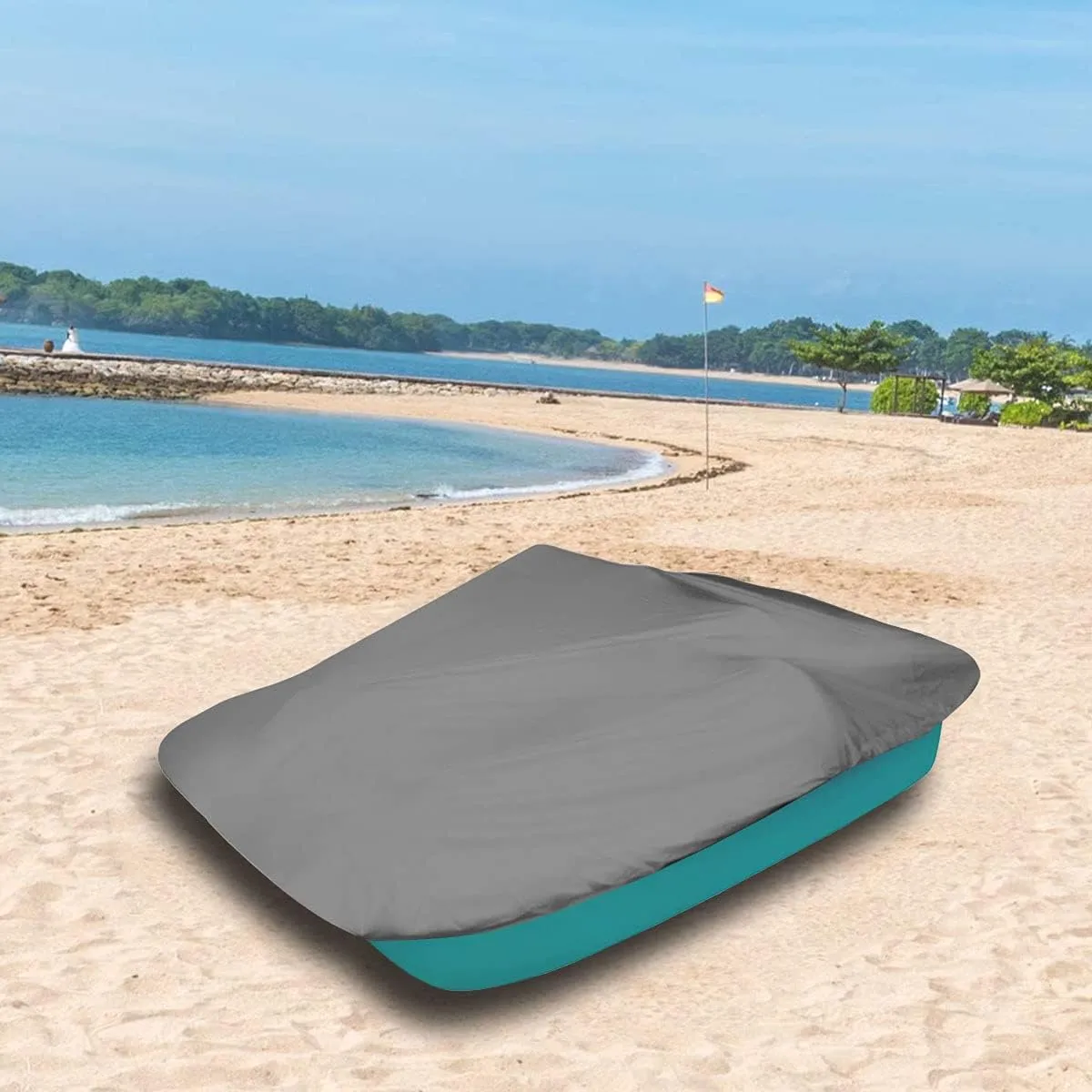 Outdoor Pedal Boat Cover 3 or 5 Person Paddle Boat Protector 210D Oxford Fabric Waterproof Dust-Proof UV Protection 112.5" L X 78.7" W,Dark Gray