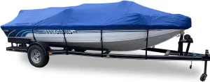 Outdoor Waterproof Boat Cover, 210D Heavy Duty Boat Cover and Tear Resistant Boat Tarps with Windproof Straps Fit for -Hull Fish&Ski Fishing Boat,11x13FT=420x270cm