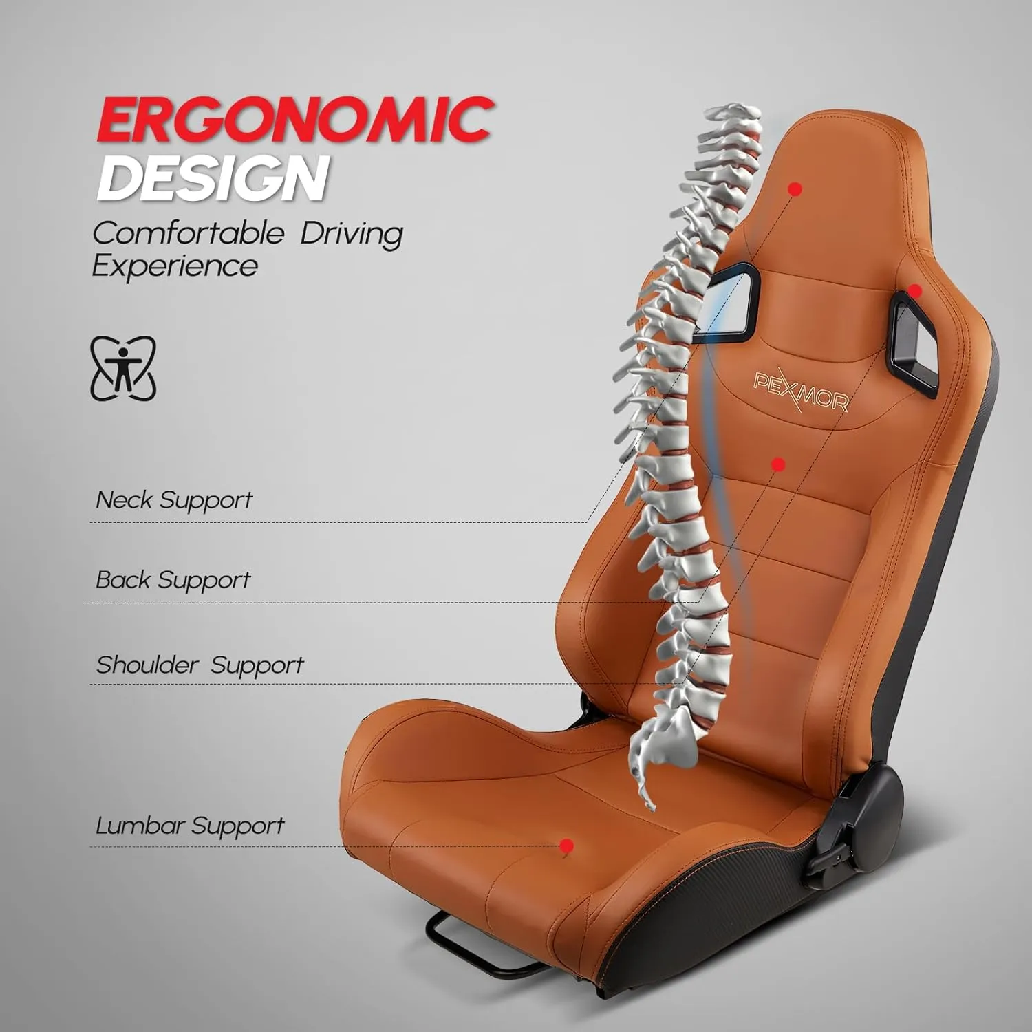 PEXMOR 2 Pcs Reclinable Universal Racing Bucket Seats w/Dual Slider, PU & Carbon Leather Adjustable Race Seats for Cars, Driver and Passenger Side, 21.5" W X 21.5" D X 38"H