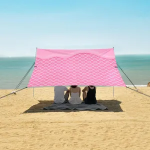 Pink Flowing Ice Cream Beach Camping Tent Sun Shelter for Whole Family, Beach Shade Canopy with UPF50  UV Protection,Easy Set Up and Carry,Outdoor Shade for Trips, Fishing, Backyard Fun Picnics