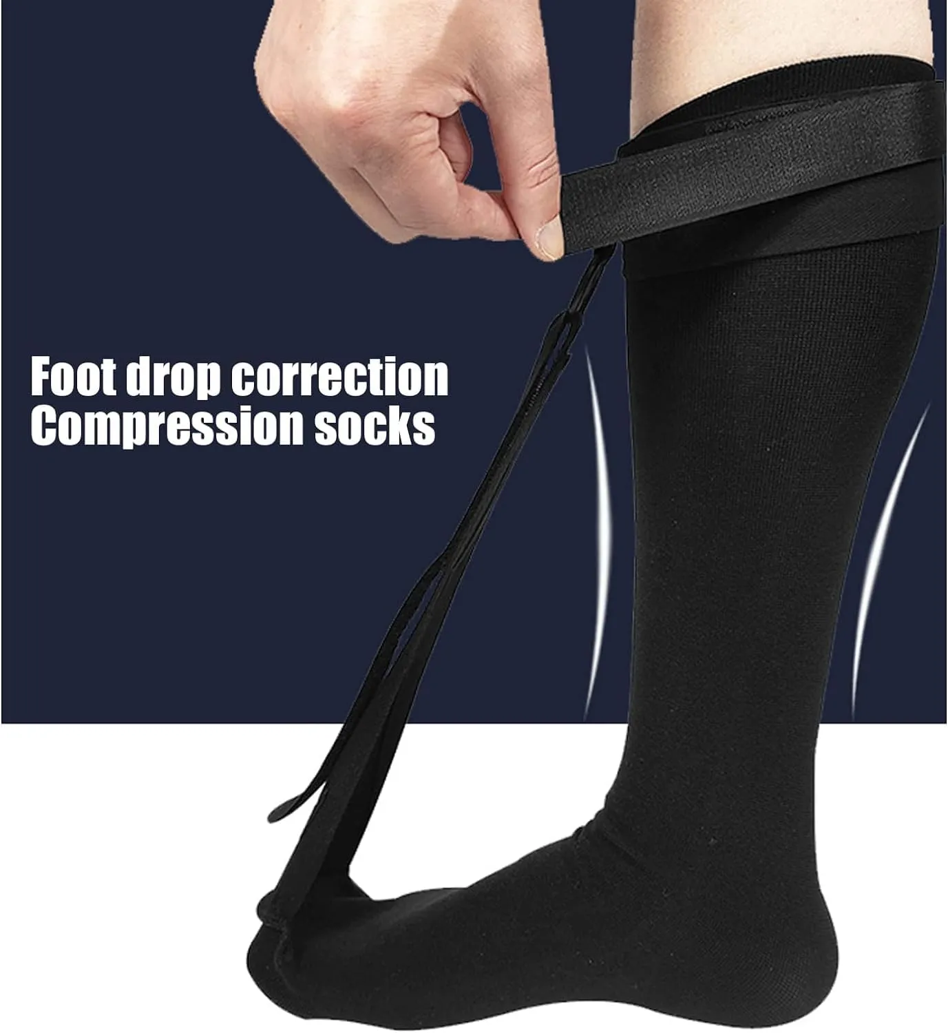 Plantar Fasciitis Sock Night Splint Foot Drop Brace Leg Calf Stretcher Compression Socks for Plantar Fasciitis Achilles Tendonitis Heel Pain Relief Arch Ankle Support Sleeve Hamstring Stretch Wrap