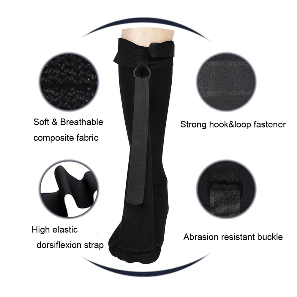 Plantar Fasciitis Sock Night Splint Foot Drop Brace Leg Calf Stretcher Compression Socks for Plantar Fasciitis Achilles Tendonitis Heel Pain Relief Arch Ankle Support Sleeve Hamstring Stretch Wrap