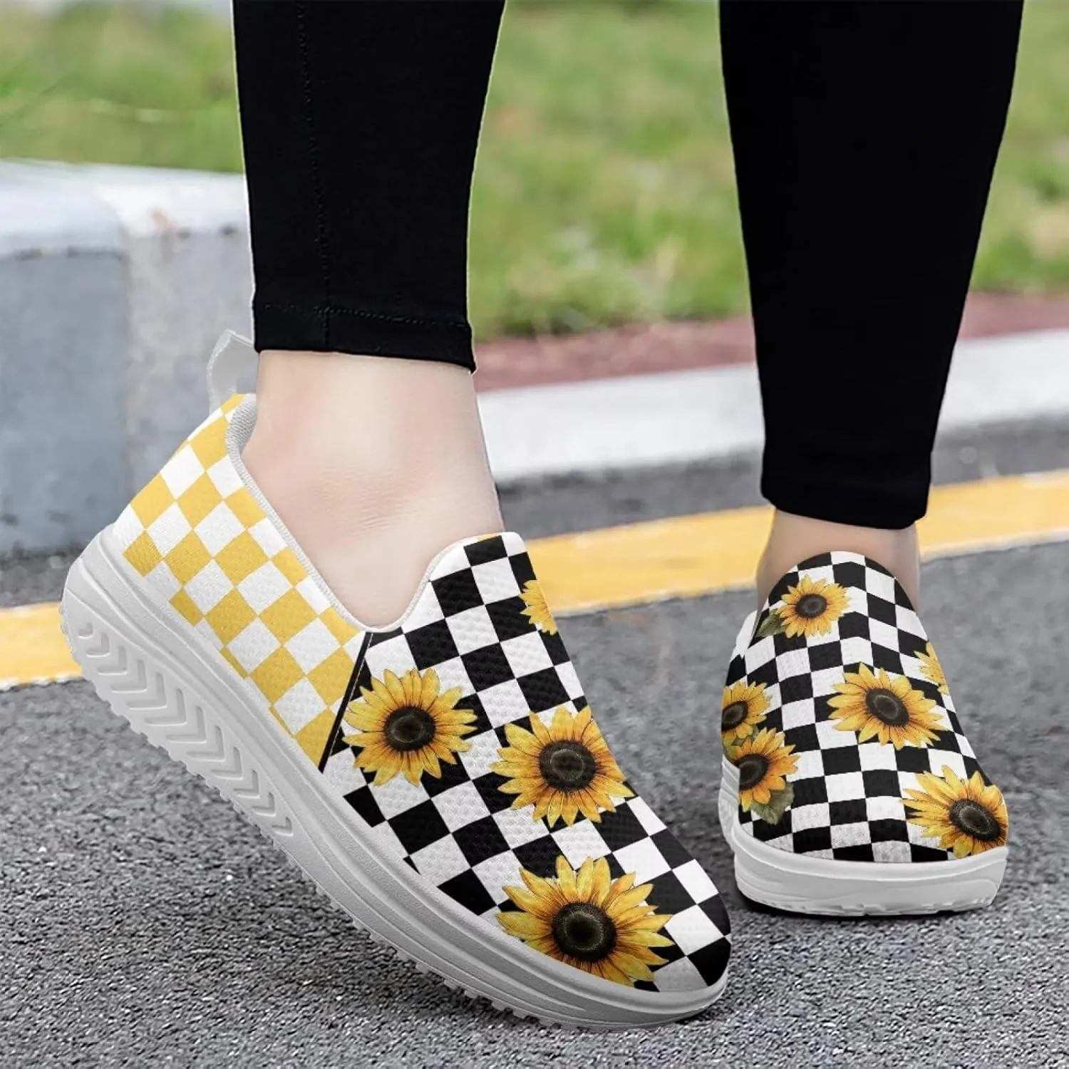 Platform Sneakers for Women Slip on Trekking Shoes Breathable Sneakers Casual Loafers with EVA Sole US 5.5-10.5