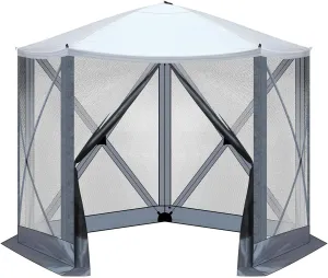Pop up Pavilion with Mosquito net, 10x10 Screen Tent, Screen Room, hub Tent with Carrying Bag and Ground Stake, Instant Screen Canopy, Suitable for Outdoor and Backyard use