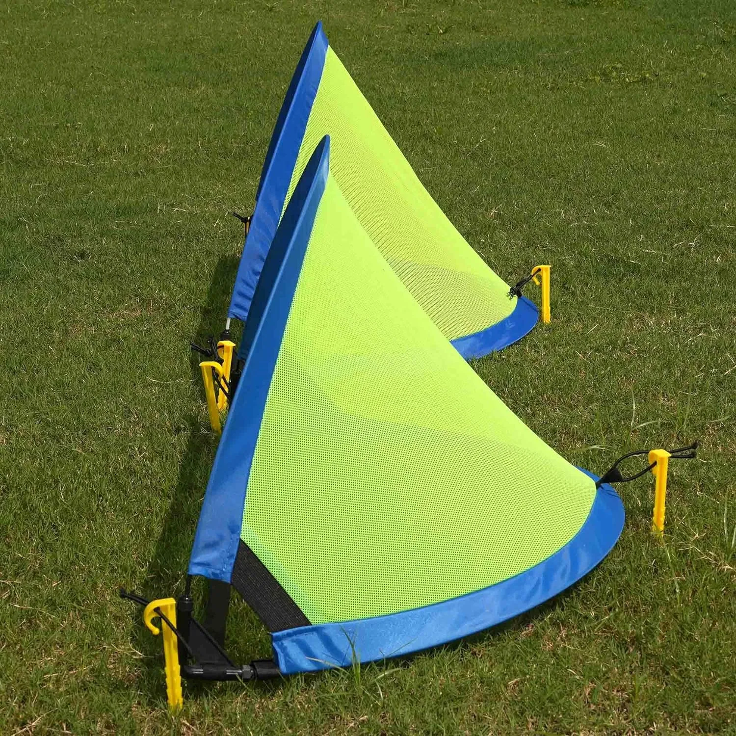 Poray Soccer Goal for Kid Easy-up Set of Two Portable Soccer Net 210D Oxford with 8 Field Marker Cones Extra Stakes Fun for Backyard and Soccer Training