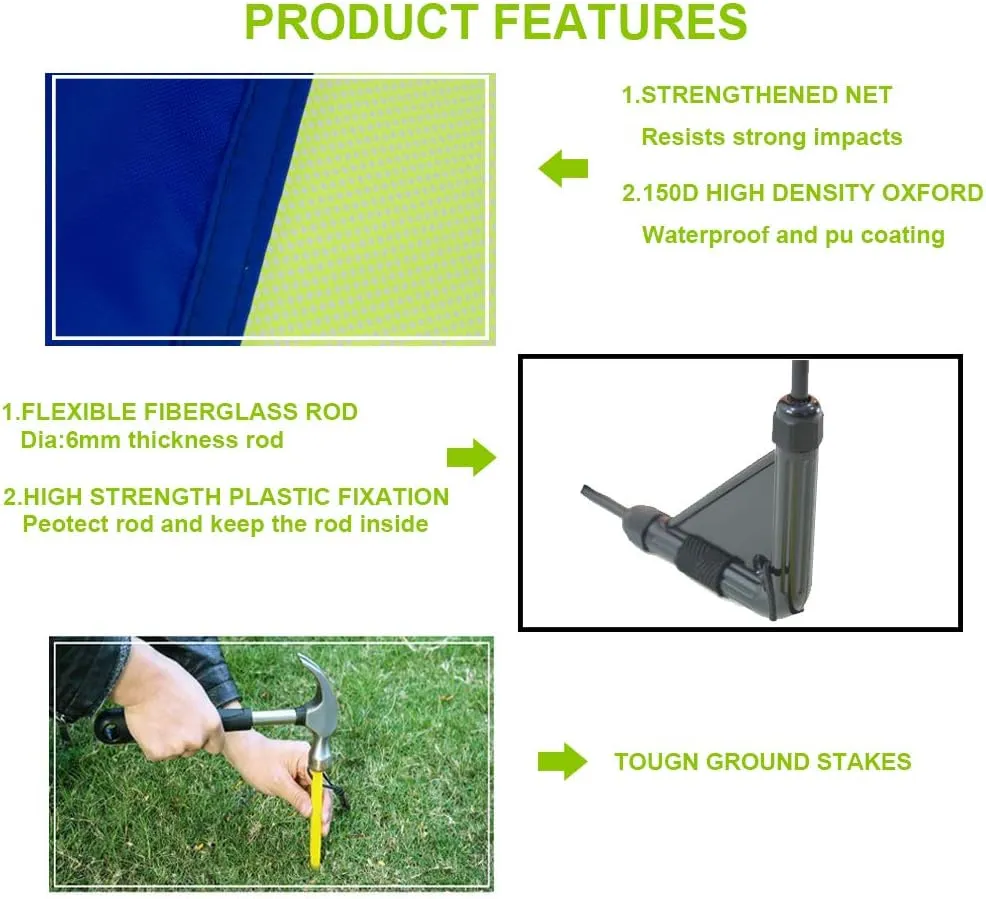 Poray Soccer Goal for Kid Easy-up Set of Two Portable Soccer Net 210D Oxford with 8 Field Marker Cones Extra Stakes Fun for Backyard and Soccer Training