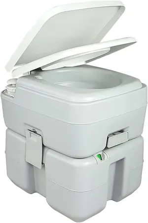 Portable Travel Toilet RV Potti 20L Detachable Tank Double Outlet Water Spout Handle Flush Pump for Camping Boating Hiking Trips Patient Pregnant Woman People Elder