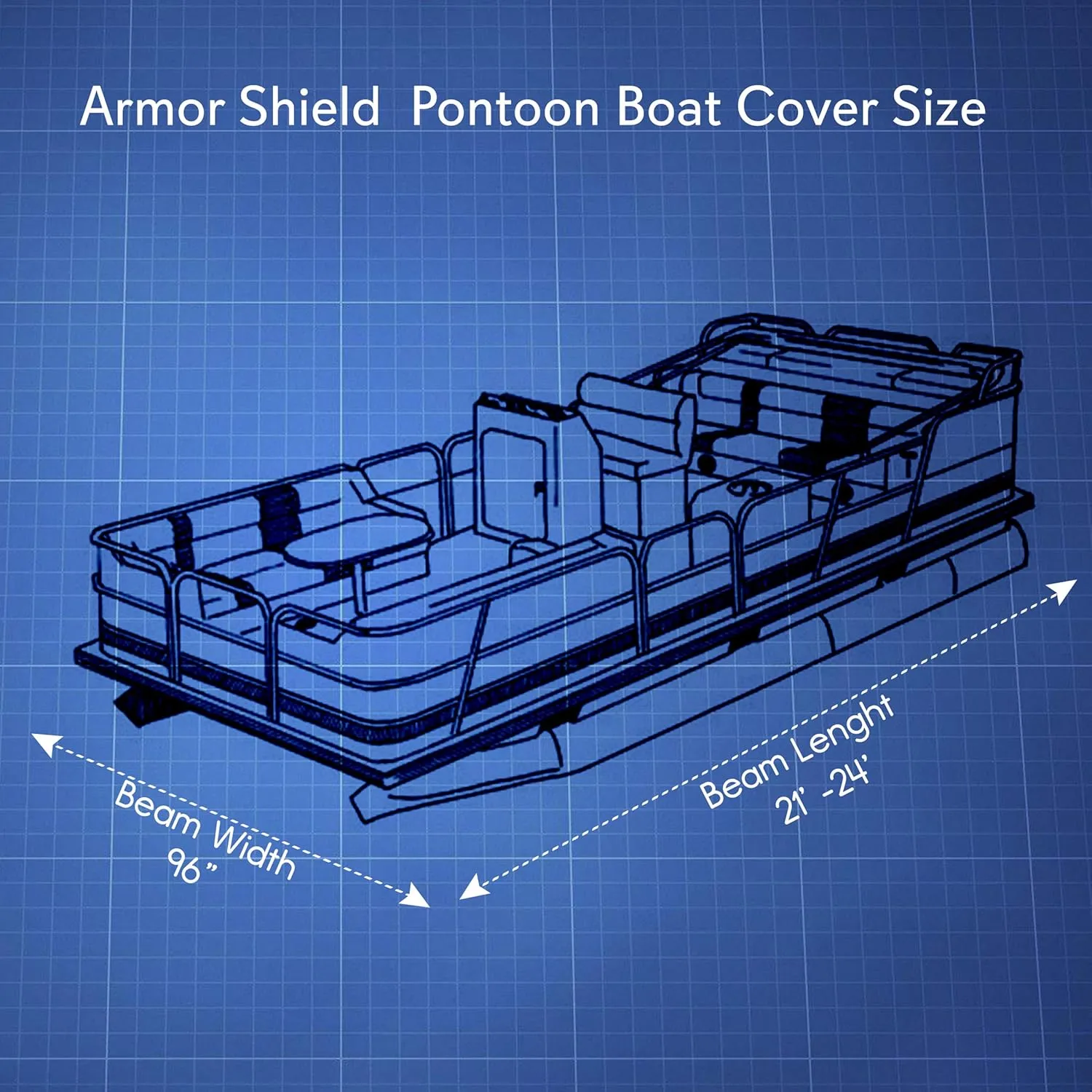 Pyle Boat Cover for Deck Boats - 21-24 ft Heavy Duty Pontoon Boat Cover, Waterproof Marine Grade Polyester, UV & Weather Resistant, Fits Beam Width up to 94", Storage Bag,
